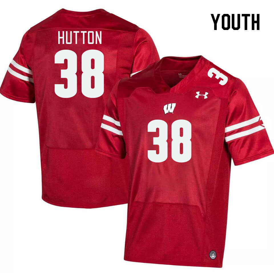 Youth #38 Lee Hutton Winsconsin Badgers College Football Jerseys Stitched Sale-Red